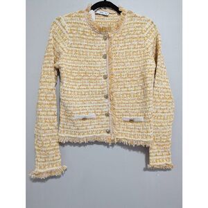 Mango pocket tweed cardigan Small